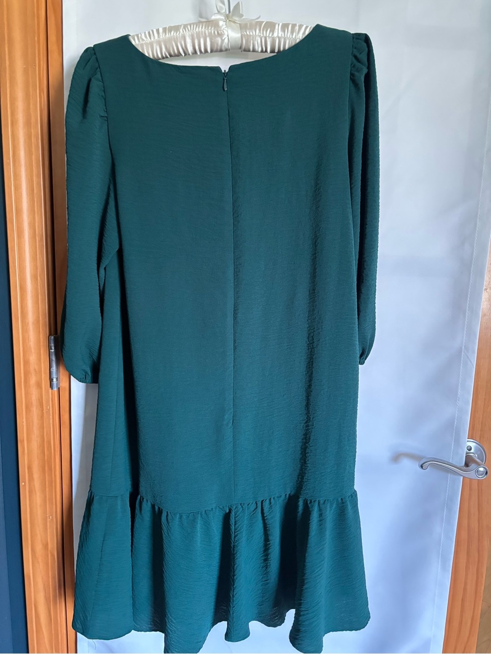 DKNY Emerald Green Long-Sleeve Ruffle-Hem Dress - Picture 2 of 3